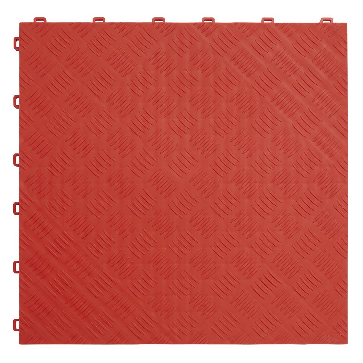 Sealey Polypropylene Floor Tile 400 x 400mm, Red Treadplate - Pack of 9 - Image 2