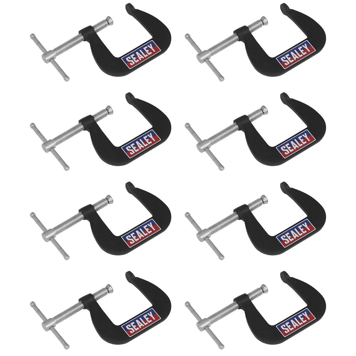 Sealey Junior C-Clamp Set 38mm x 38mm 8pc - Image 1