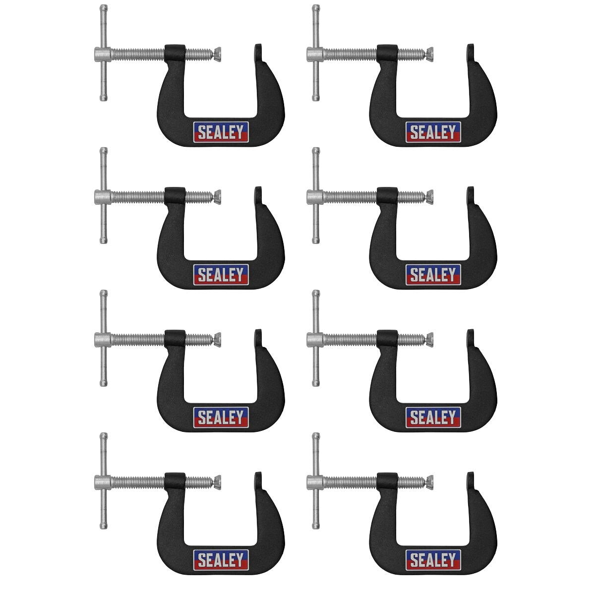 Sealey Junior C-Clamp Set 38mm x 38mm 8pc - Image 2