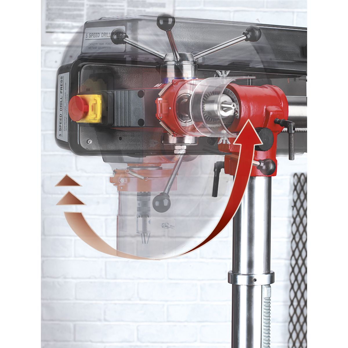 Sealey Floor Standing Radial Pillar Drill 5-Speed 550W/230V - Image 5