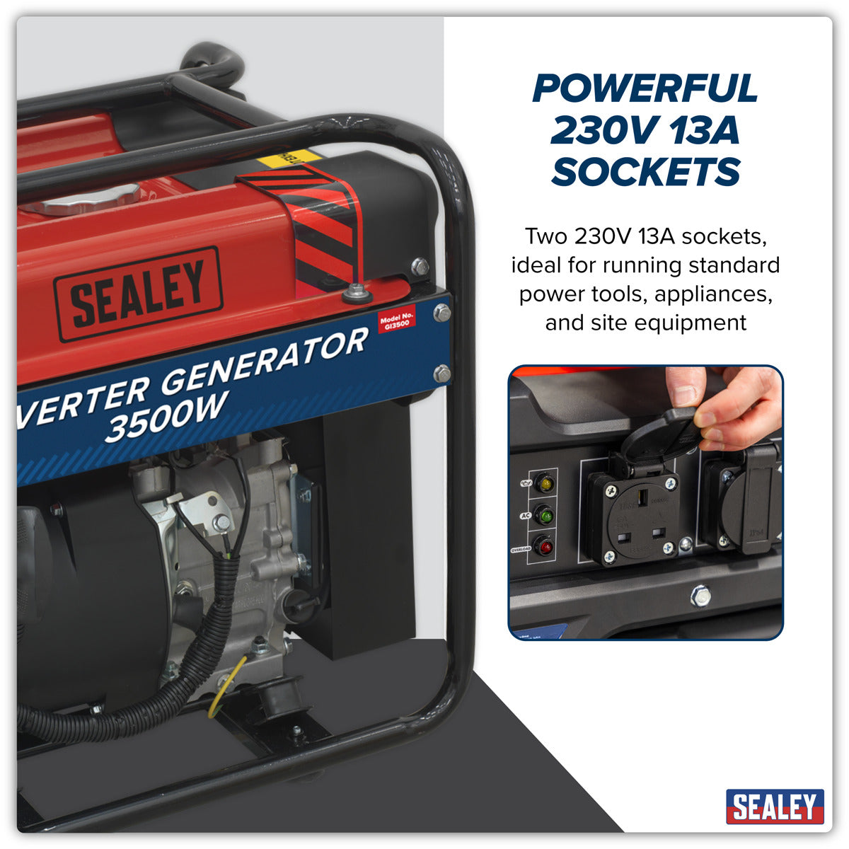Sealey 3500W Inverter Generator 4-Stroke Engine 230V GI3500