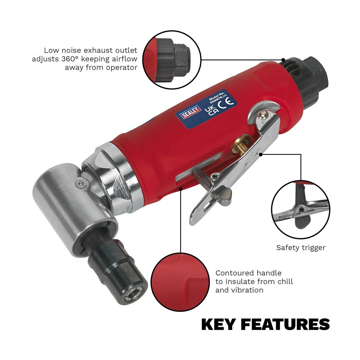 Sealey Generation 90° Angle Air Die Grinder - Image 5