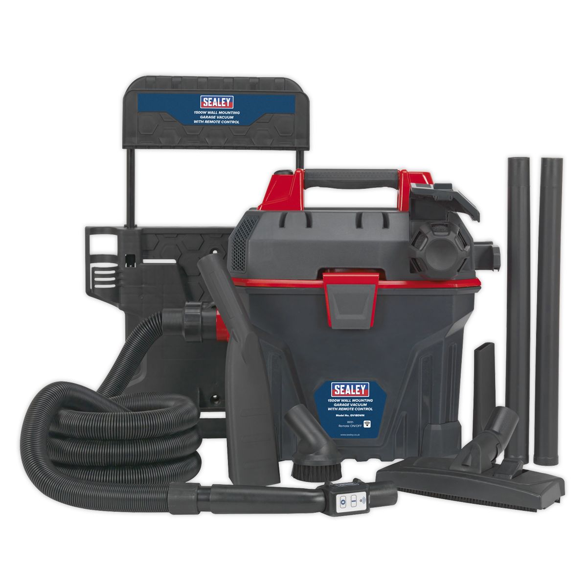Sealey Garage Vacuum with Remote Control 1500W - Wall Mounting - Image 1