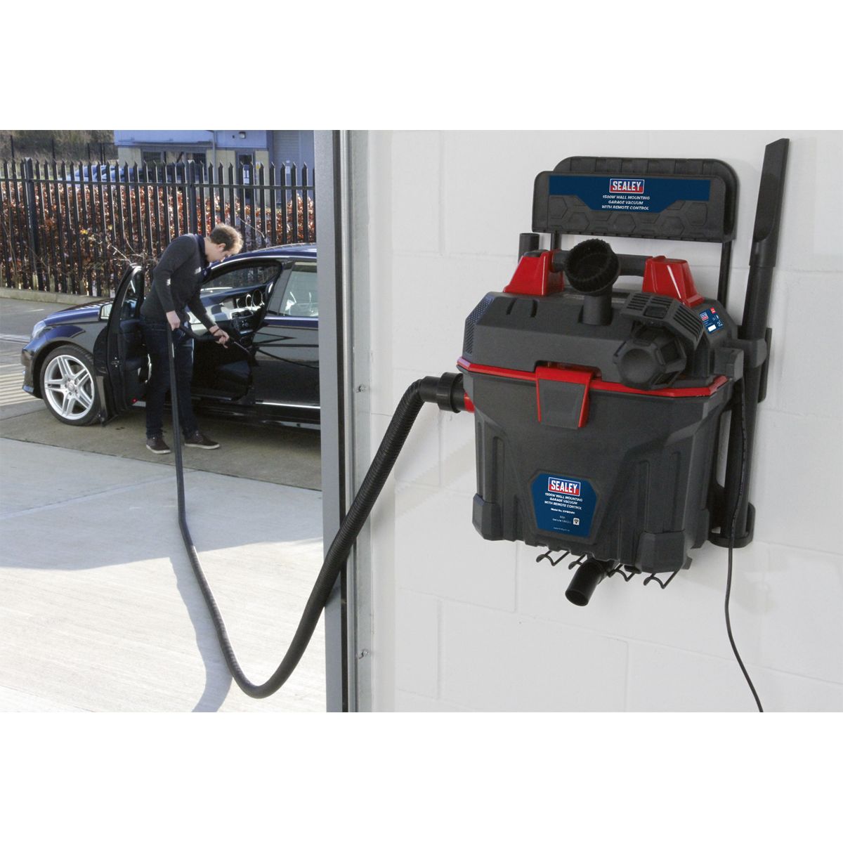 Sealey Garage Vacuum with Remote Control 1500W - Wall Mounting - Image 8
