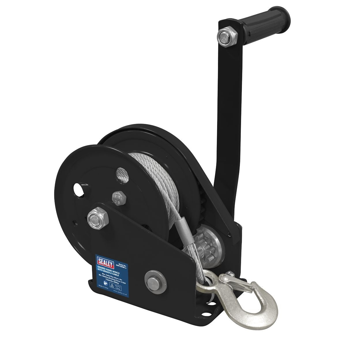 Sealey Geared Hand Winch with Brake & Cable 540kg Capacity - Image 2