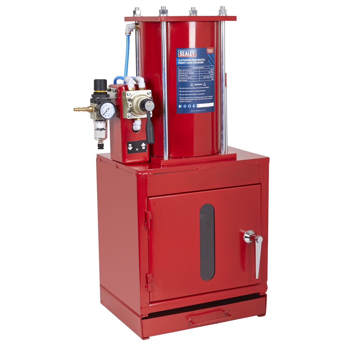 Sealey Pneumatic Paint Can Crusher 2.2 Tonne - Image 1