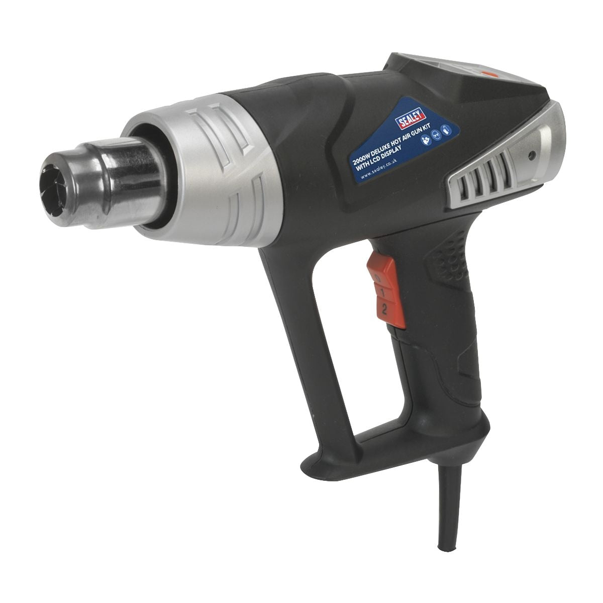 Sealey 2000W Deluxe Heat Gun Kit with LCD Display 80-600°C - Image 1