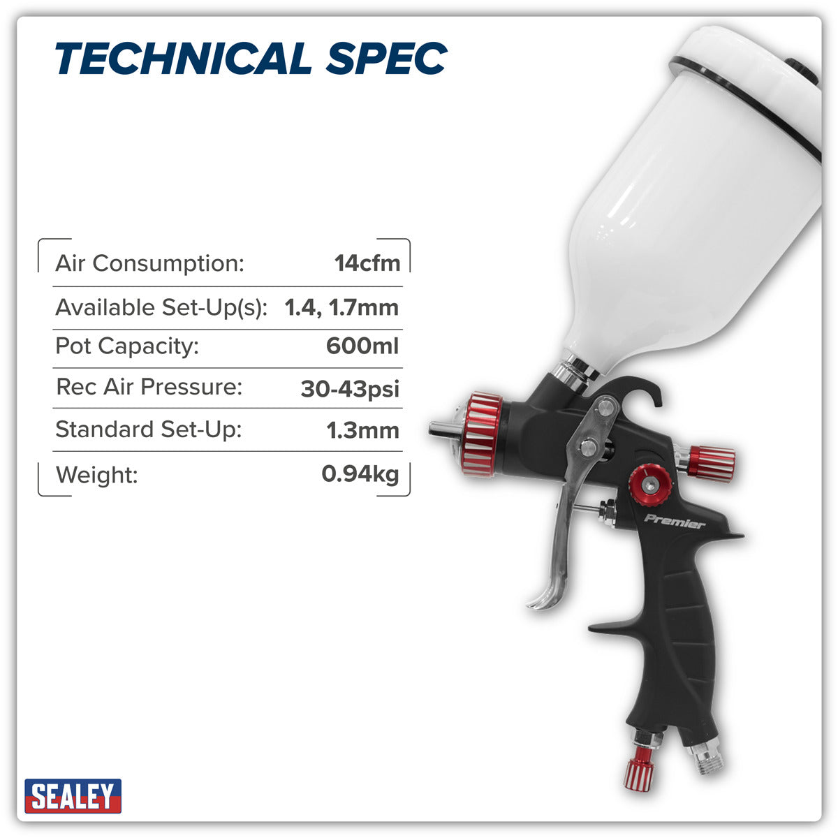Premier Professional HVLP Gravity Feed Spray Gun 1.3mm Set-Up HVLP01