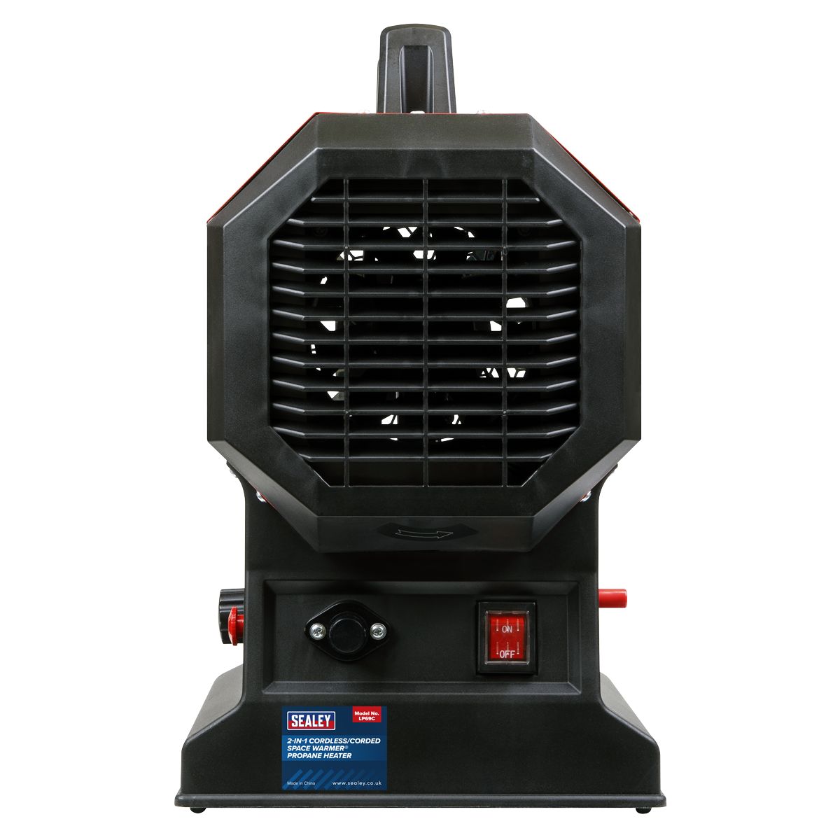 Sealey 230V Space Warmer Propane Heater 30,000-68,000Btu/hr (9-20kW) with 20V 4Ah Kit - Image 10