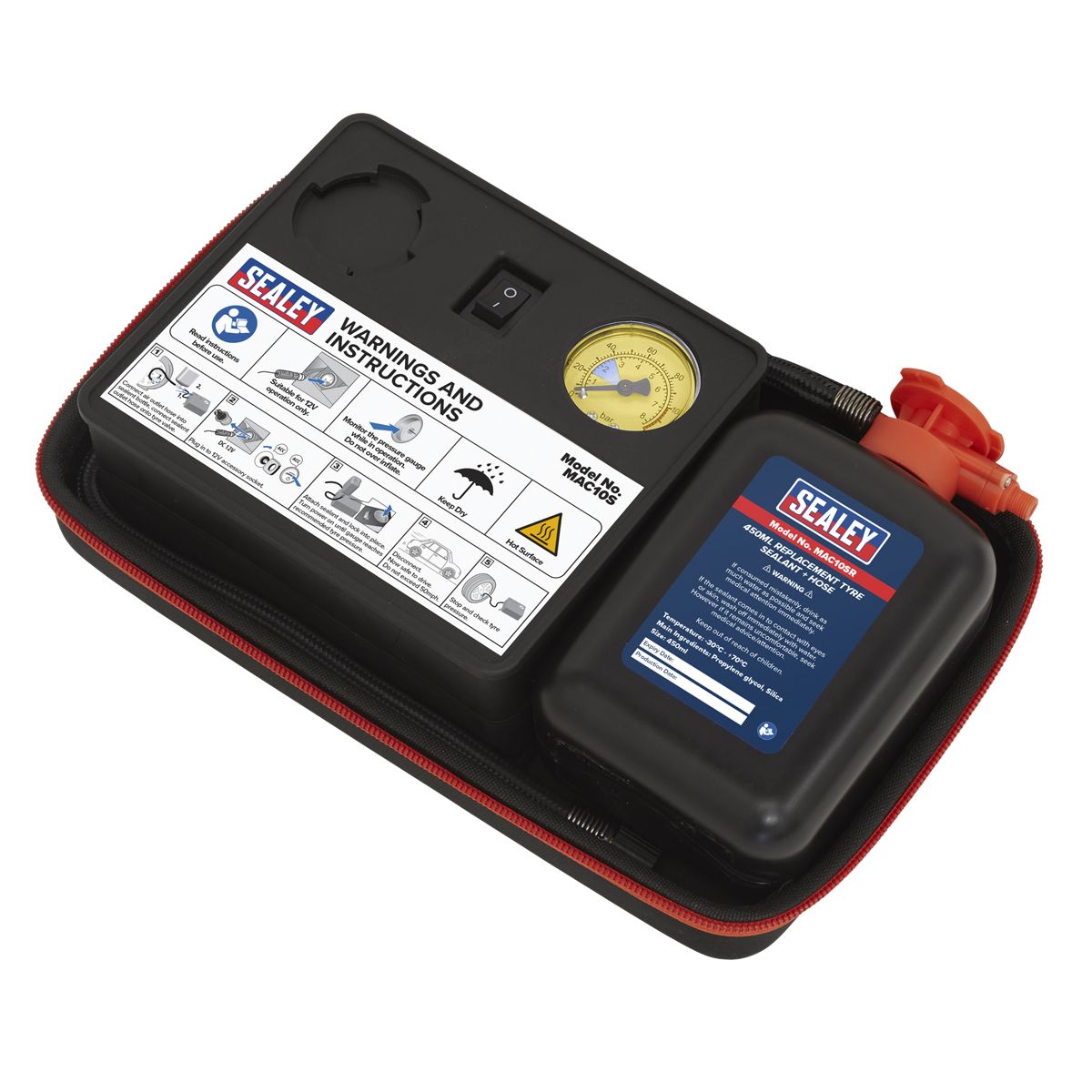 Sealey Tyre Inflator & Emergency Puncture Sealant Kit 12V - Image 3