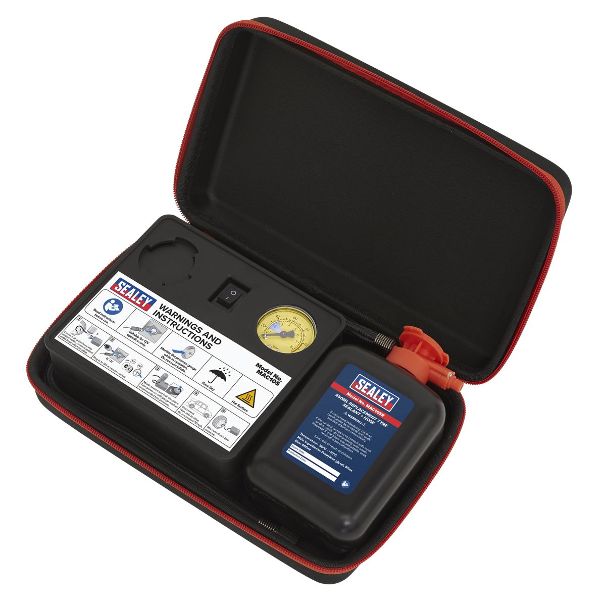 Sealey Tyre Inflator & Emergency Puncture Sealant Kit 12V - Image 4
