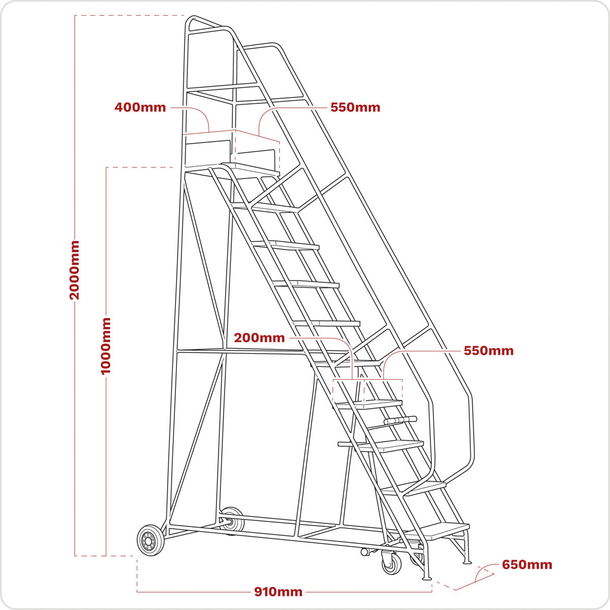 Sealey Mobile Safety Steps 4-Tread MSS04