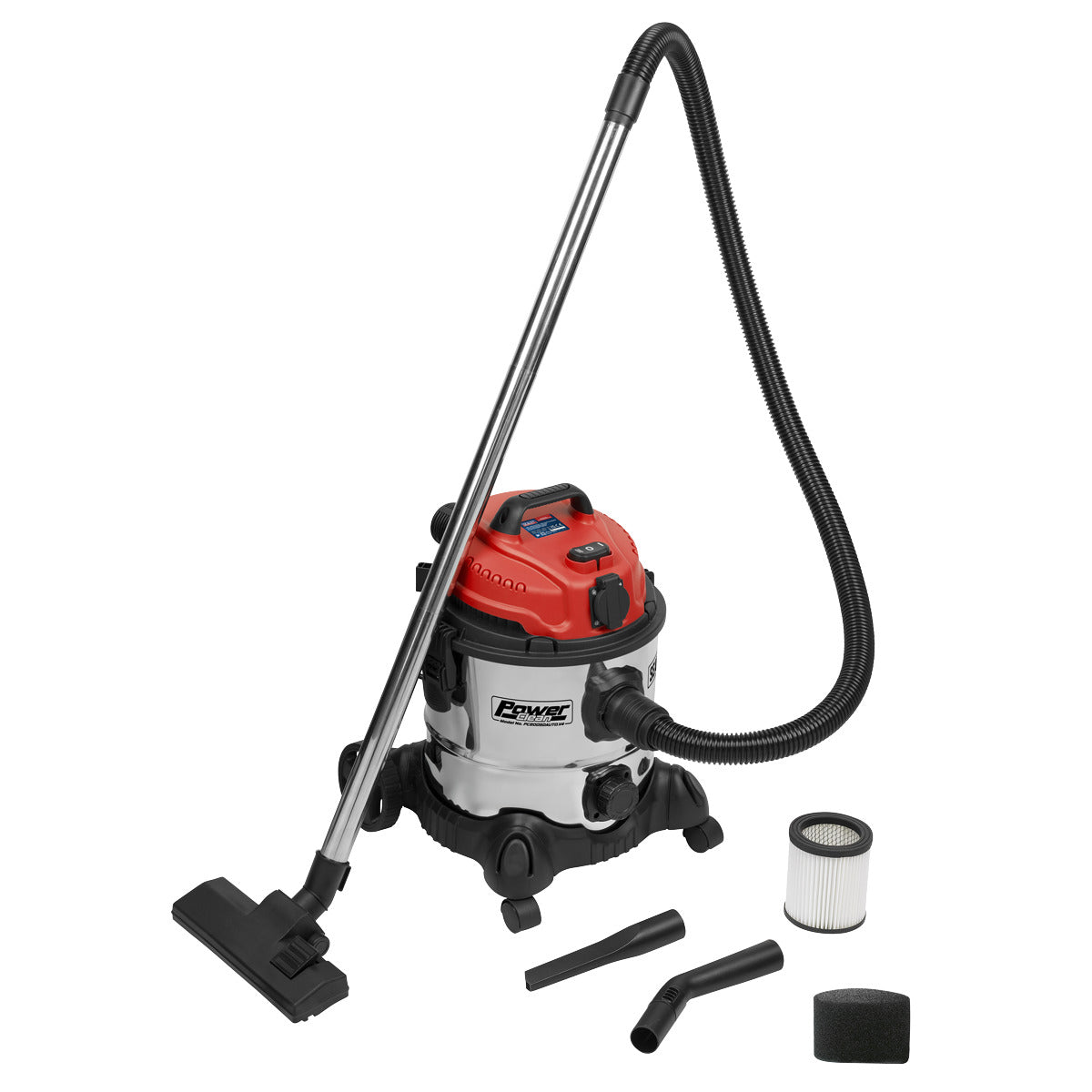 Sealey 20L Industrial Vacuum Cleaner Wet & Dry with Stainless Drum & Auto Start 1400W/230V PC200SDAUTO