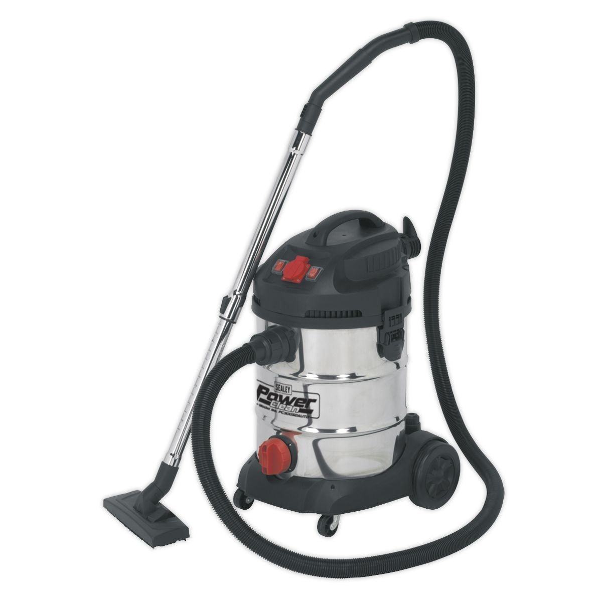 Sealey Industrial Vacuum Cleaner Stainless Steel Drum Auto Start 30L 1400W/230V - Image 4