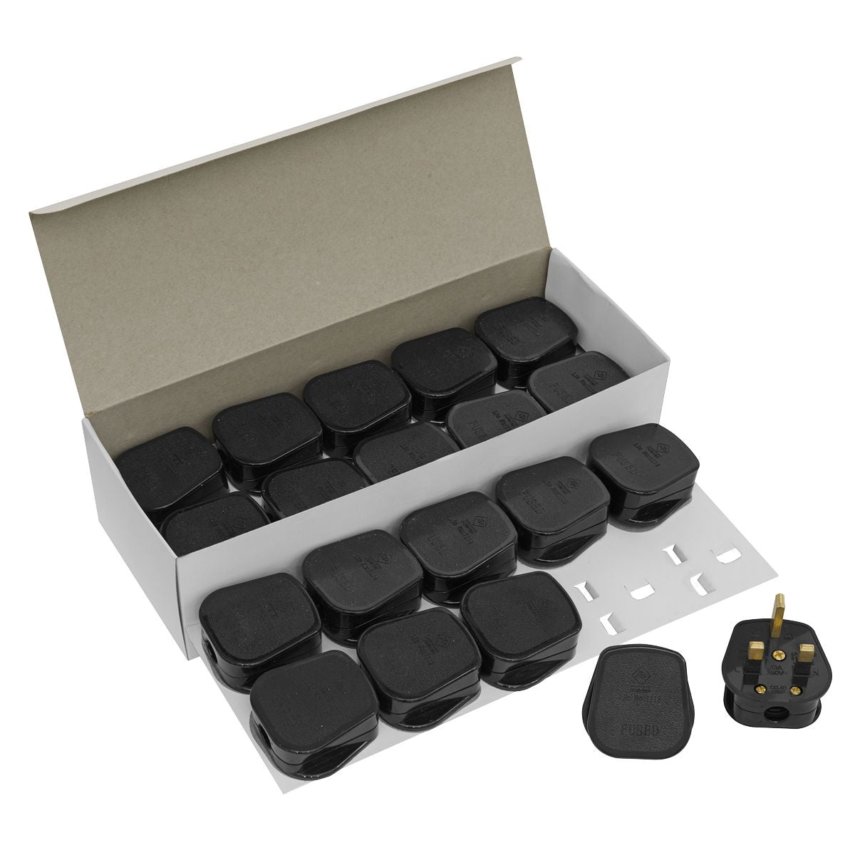 Sealey 13A Plug, Black - Pack of 20 - Image 3