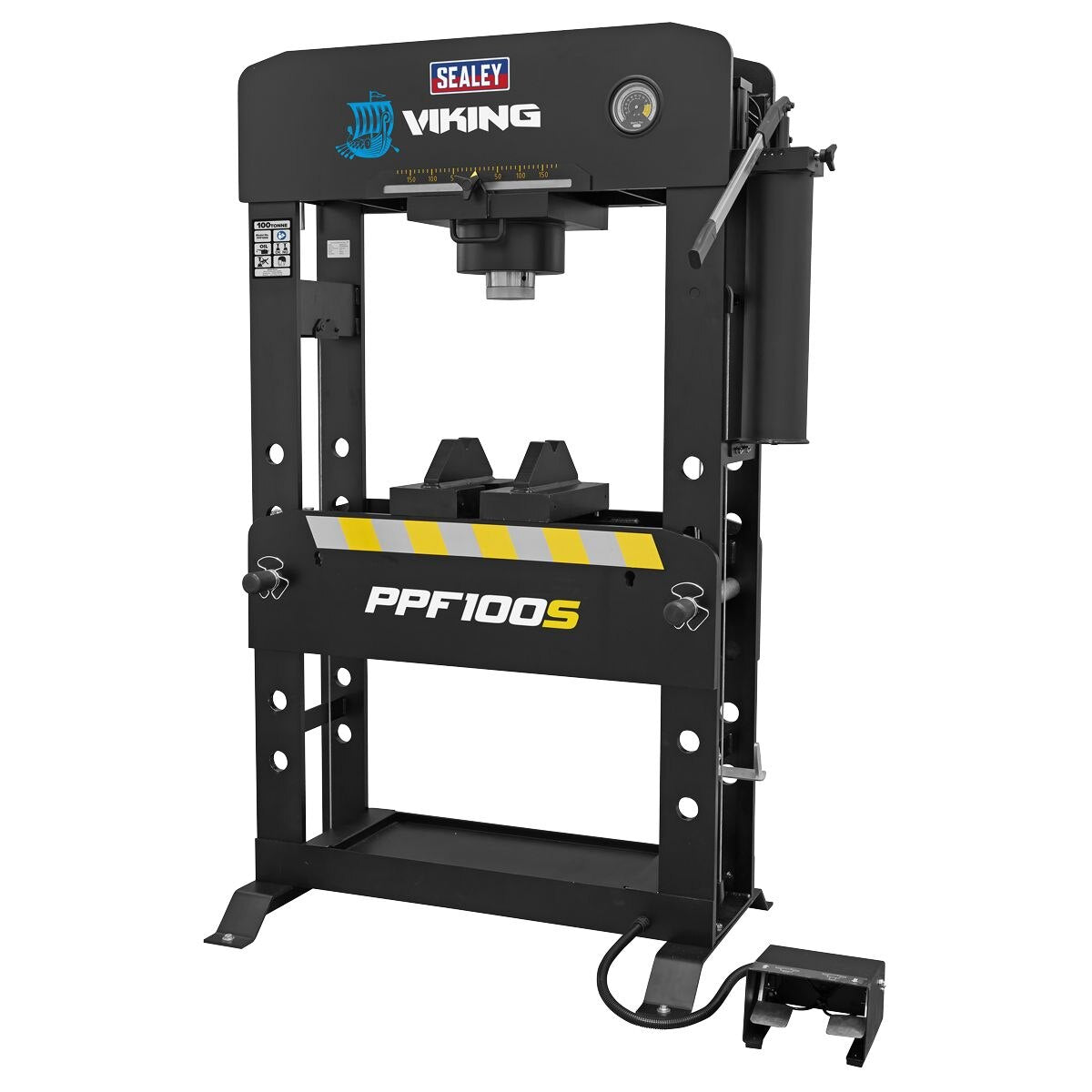 Sealey Viking Floor Type Air/Hydraulic Press with Sliding Ram & Foot Pedal 100 Tonne - Image 5