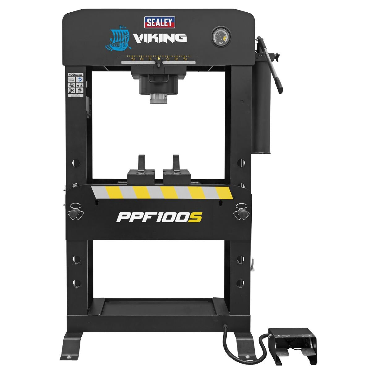 Sealey Viking Floor Type Air/Hydraulic Press with Sliding Ram & Foot Pedal 100 Tonne - Image 6