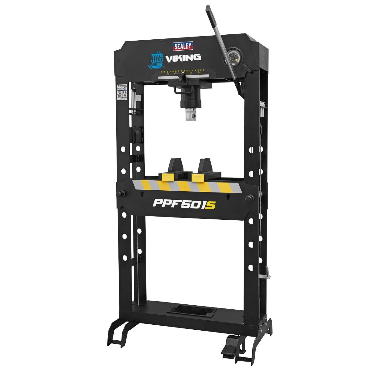 Sealey Viking Floor Type Air/Hydraulic Press with Sliding Ram & Foot Pedal 50 Tonne - Image 5