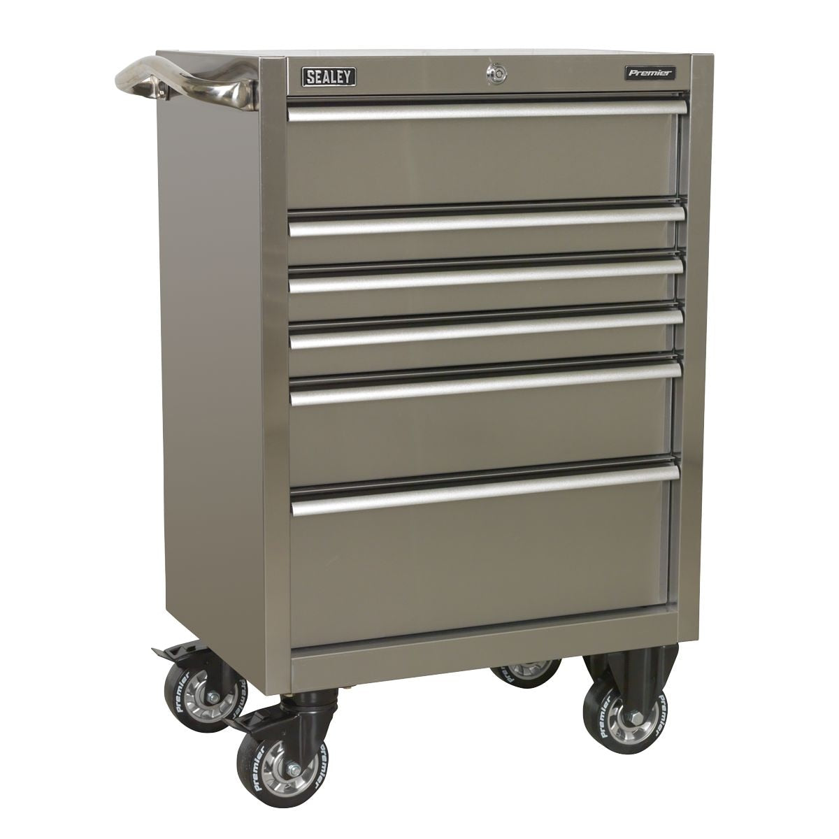 Sealey Premier Heavy-Duty Rollcab 6 Drawer 675mm - Stainless Steel - Image 1