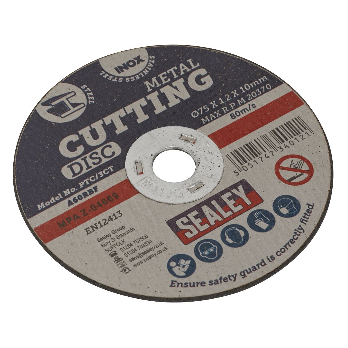 Sealey 75 x 1.2mm Cutting Disc 10mm Bore - Pack of 100 - Image 7