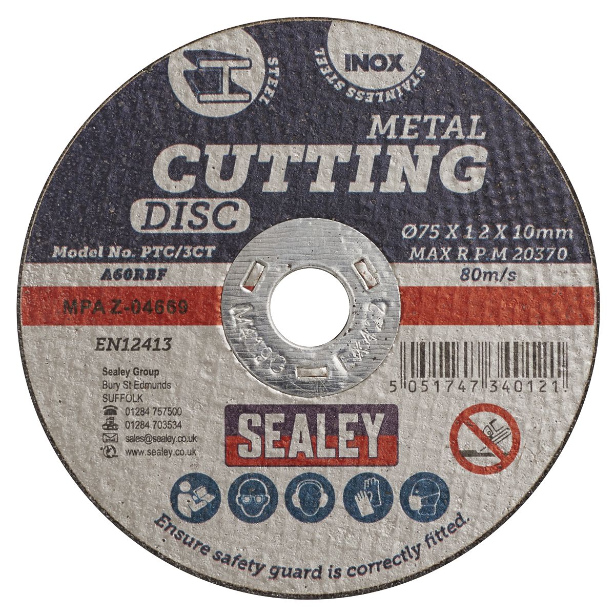 Sealey 75 x 1.2mm Cutting Disc 10mm Bore - Pack of 100 - Image 8