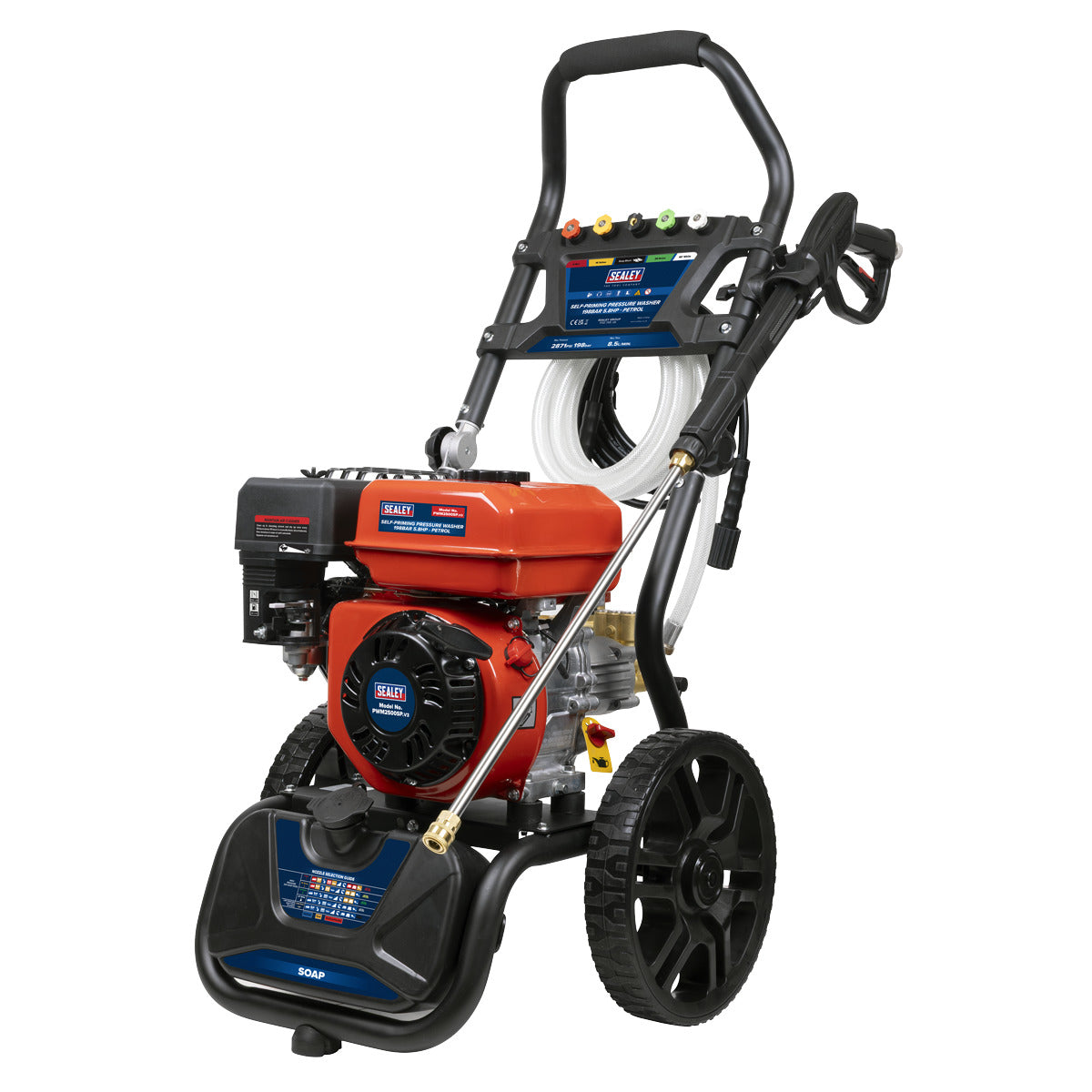 Sealey Pressure Washer 198bar 513L/hr Self-Priming 5.8hp Petrol PWM2500SP
