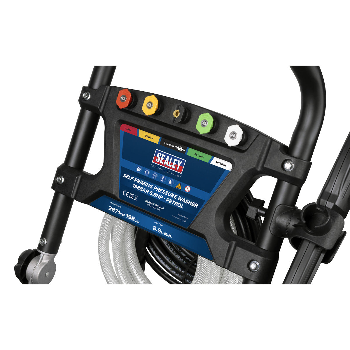 Sealey Pressure Washer 198bar 513L/hr Self-Priming 5.8hp Petrol PWM2500SP