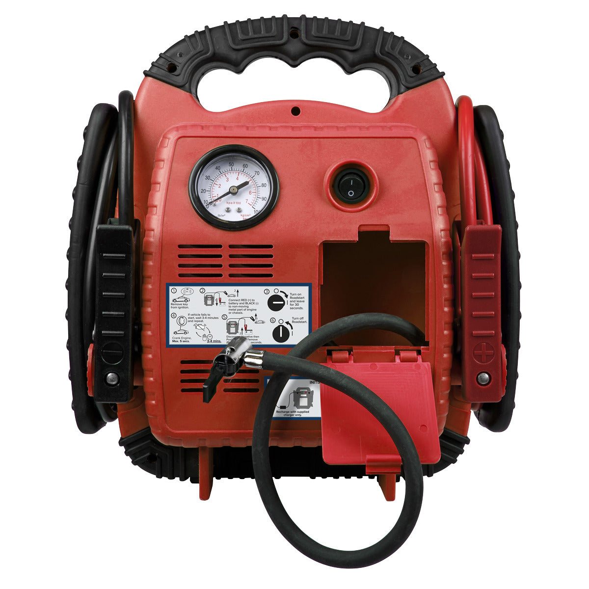Sealey RoadStart 12V Emergency Jump Starter with Air Compressor 900 Peak Amps RS132