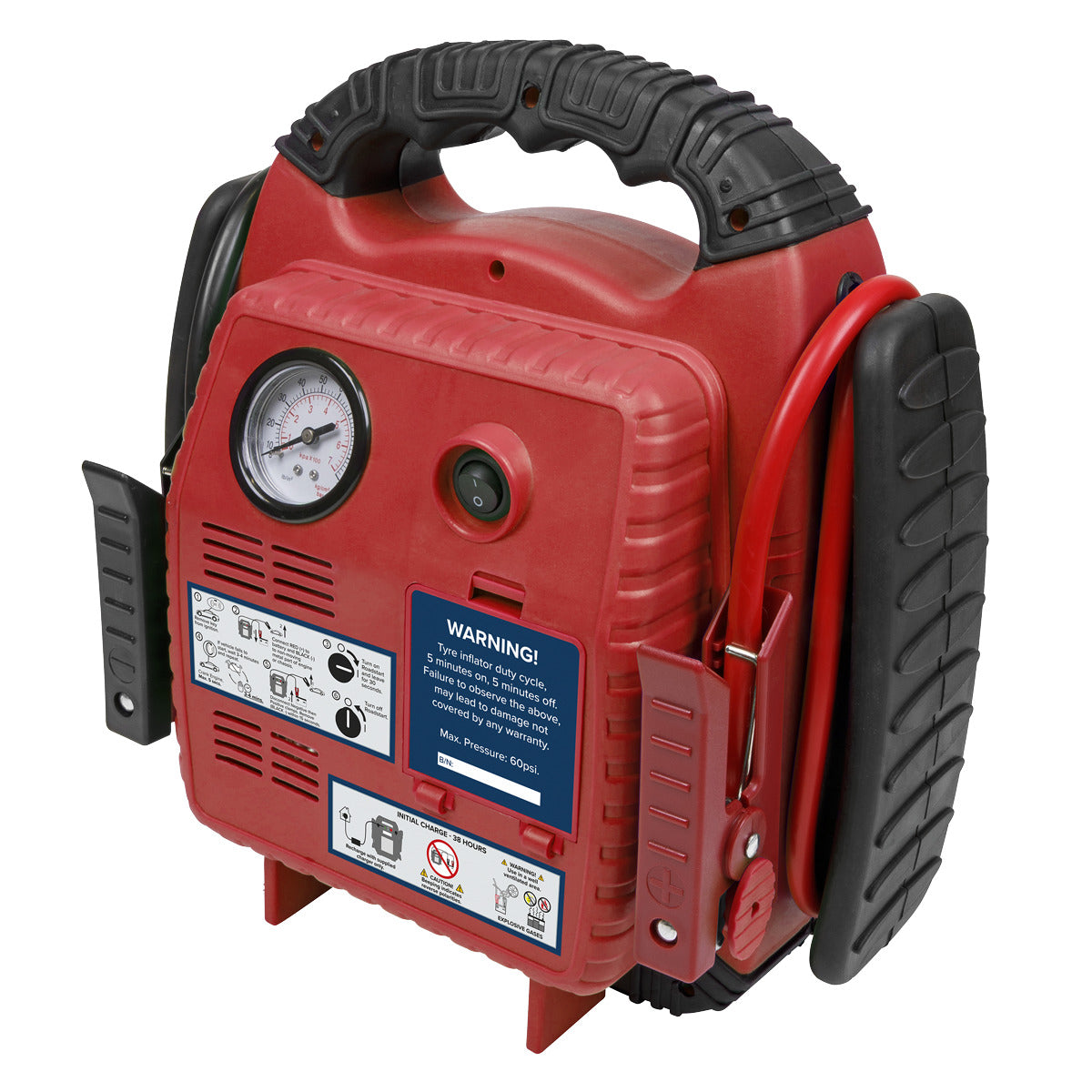 Sealey RoadStart 12V Emergency Jump Starter with Air Compressor 900 Peak Amps RS132