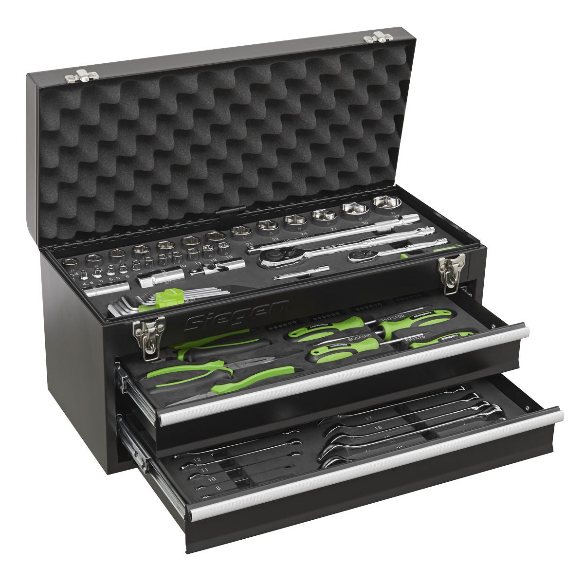 Sealey Siegen Tool Kit 90pc with 2 Drawer Portable Tool Chest - S01055