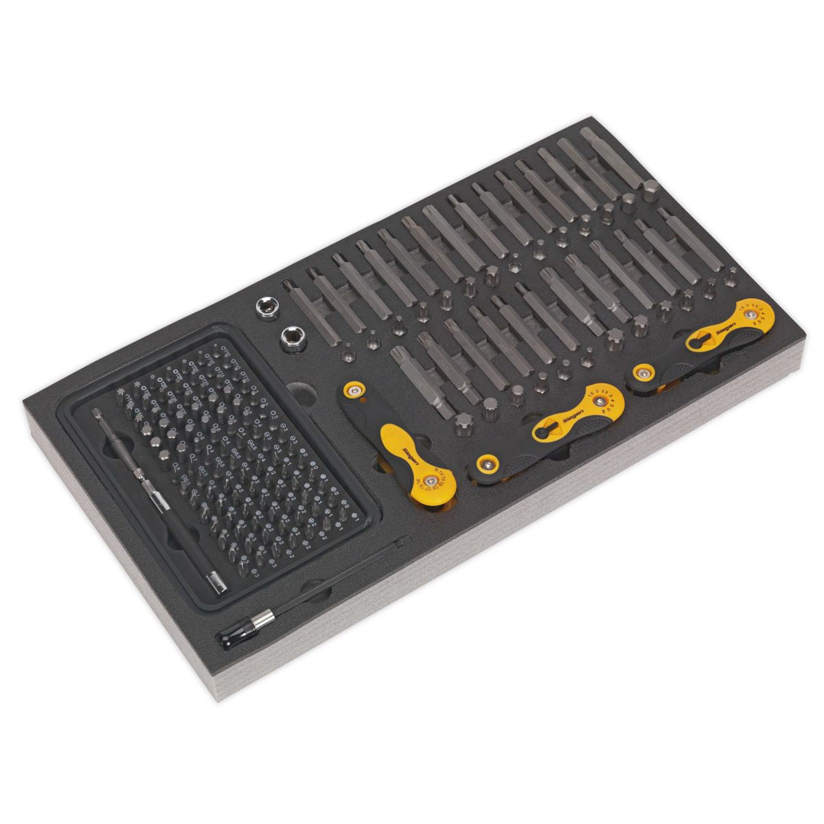 Sealey Siegen Specialised Bit Set & Folding Hex Keys with Tool Tray 192pc - S01126