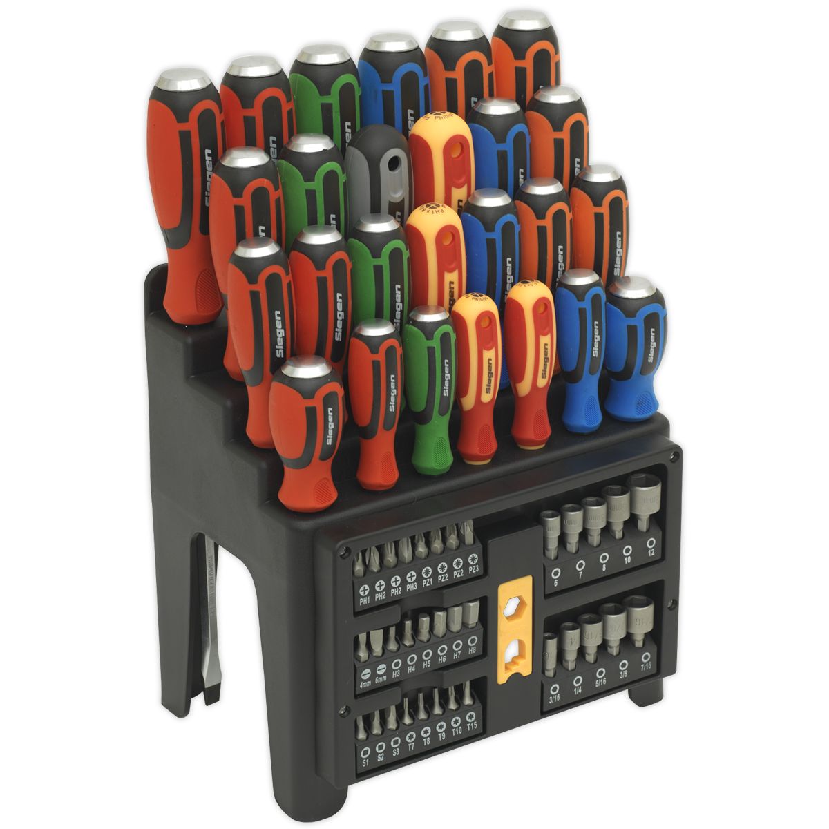 Sealey Siegen Hammer-Thru Screwdriver, Bit & Nut Driver Set 61pc - S01153