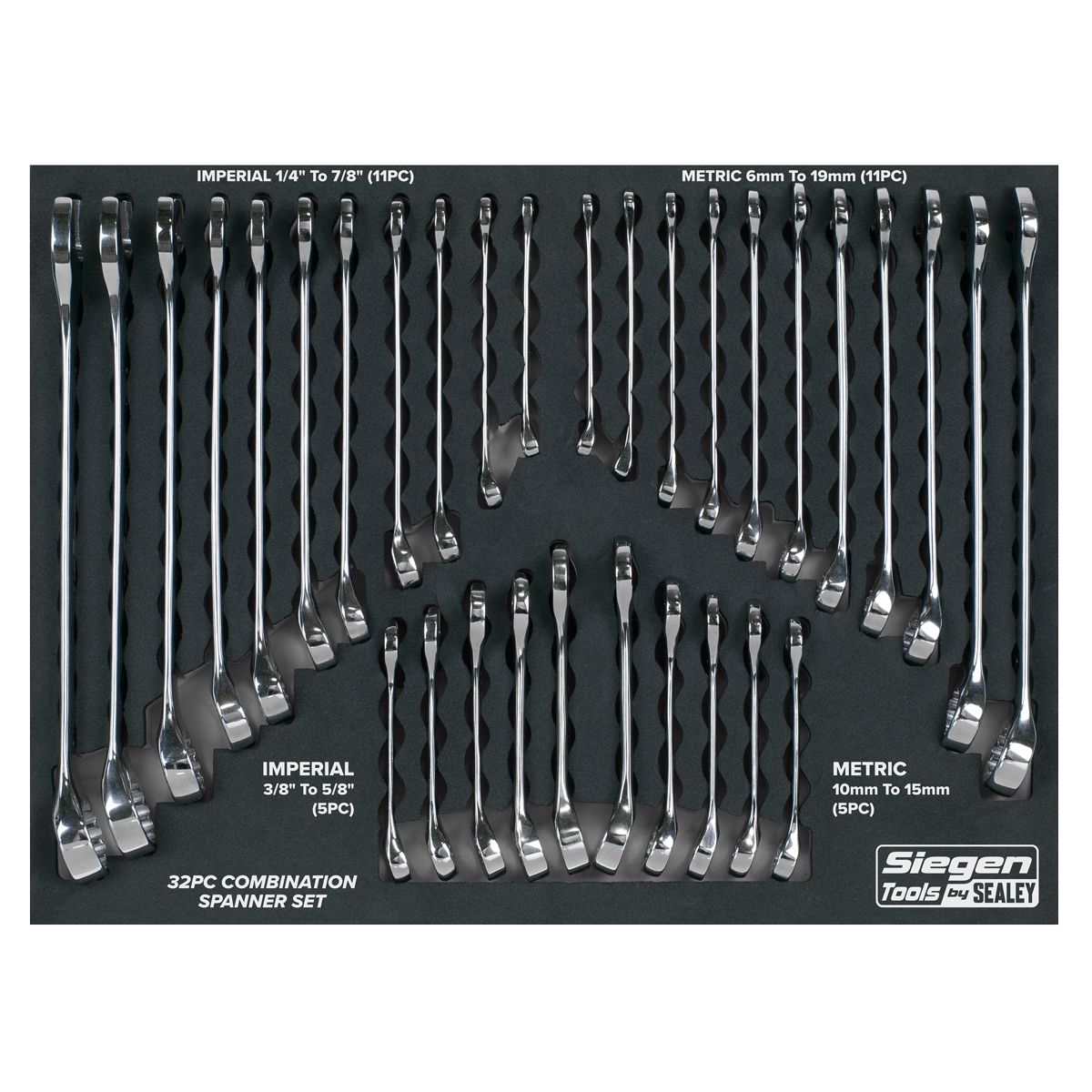 Sealey Siegen Metric/Imperial Combination Spanner Set 32pc - Image 4