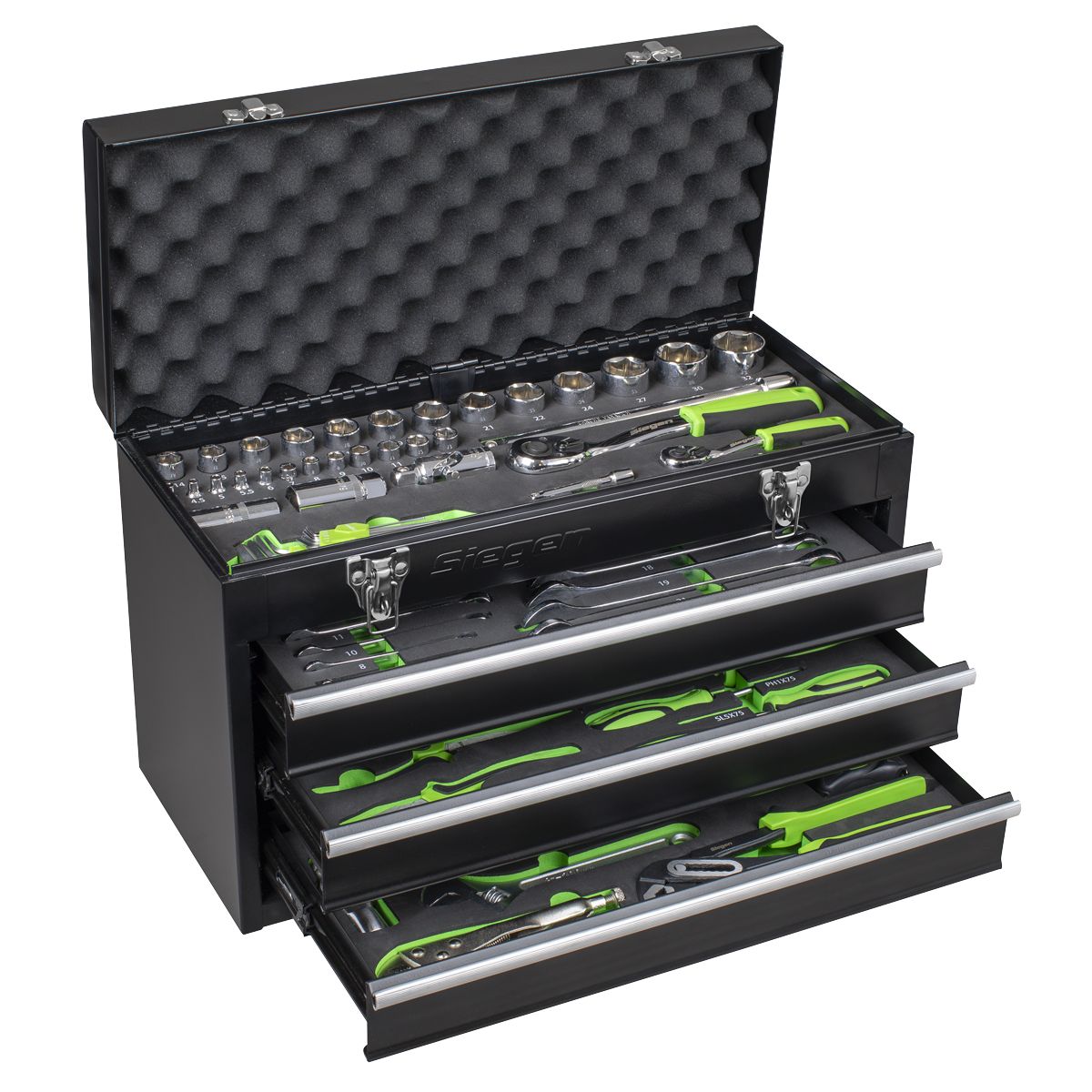 Sealey Siegen Tool Kit 98pc with 3 Drawer Portable Tool Chest - Image 1