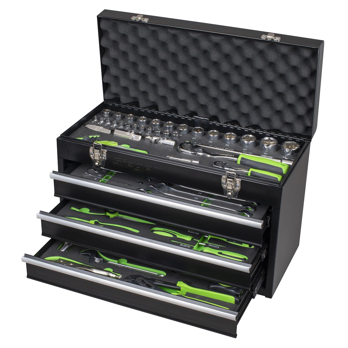 Sealey Siegen Tool Kit 98pc with 3 Drawer Portable Tool Chest - Image 2