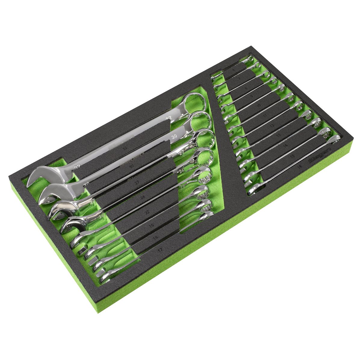 Sealey Siegen Combination Spanner Set with Tool Tray 19pc - Image 1