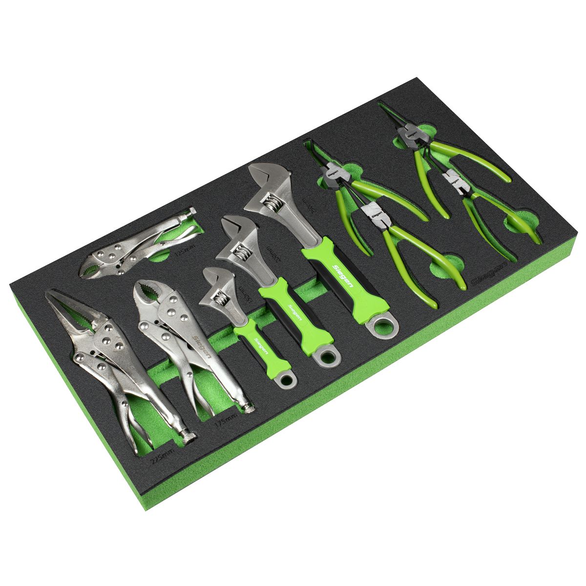 Sealey Siegen Adjustable Wrench & Pliers Set with Tool Tray 10pc - Image 1