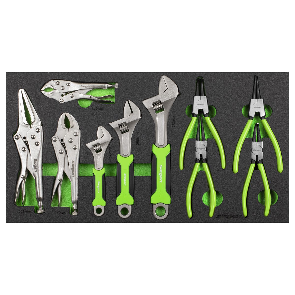Sealey Siegen Adjustable Wrench & Pliers Set with Tool Tray 10pc - Image 2