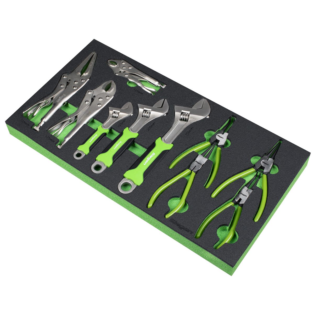 Sealey Siegen Adjustable Wrench & Pliers Set with Tool Tray 10pc - Image 3