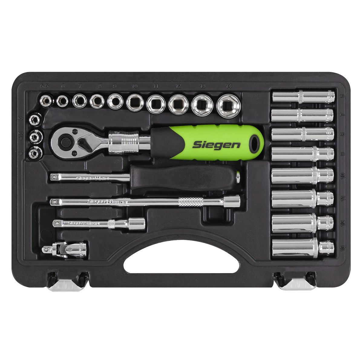 Sealey Socket Set Extending Ratchet 1/4"Sq Drive 26pc - Image 8