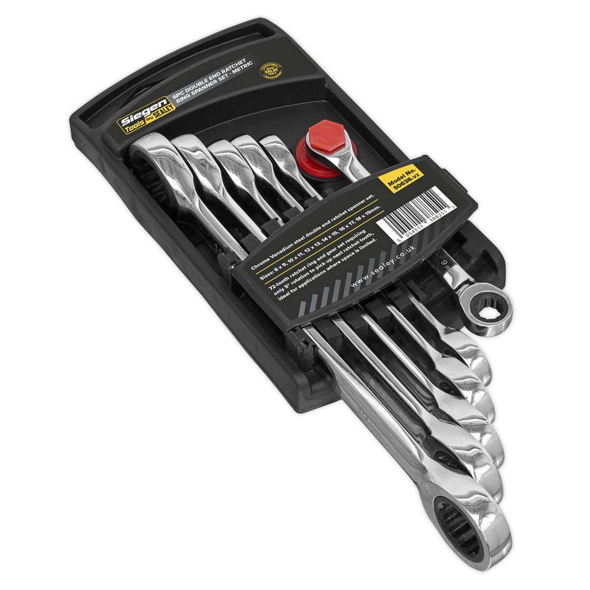 Sealey Siegen Double End Ratchet Ring Spanner Set 6pc - Image 3
