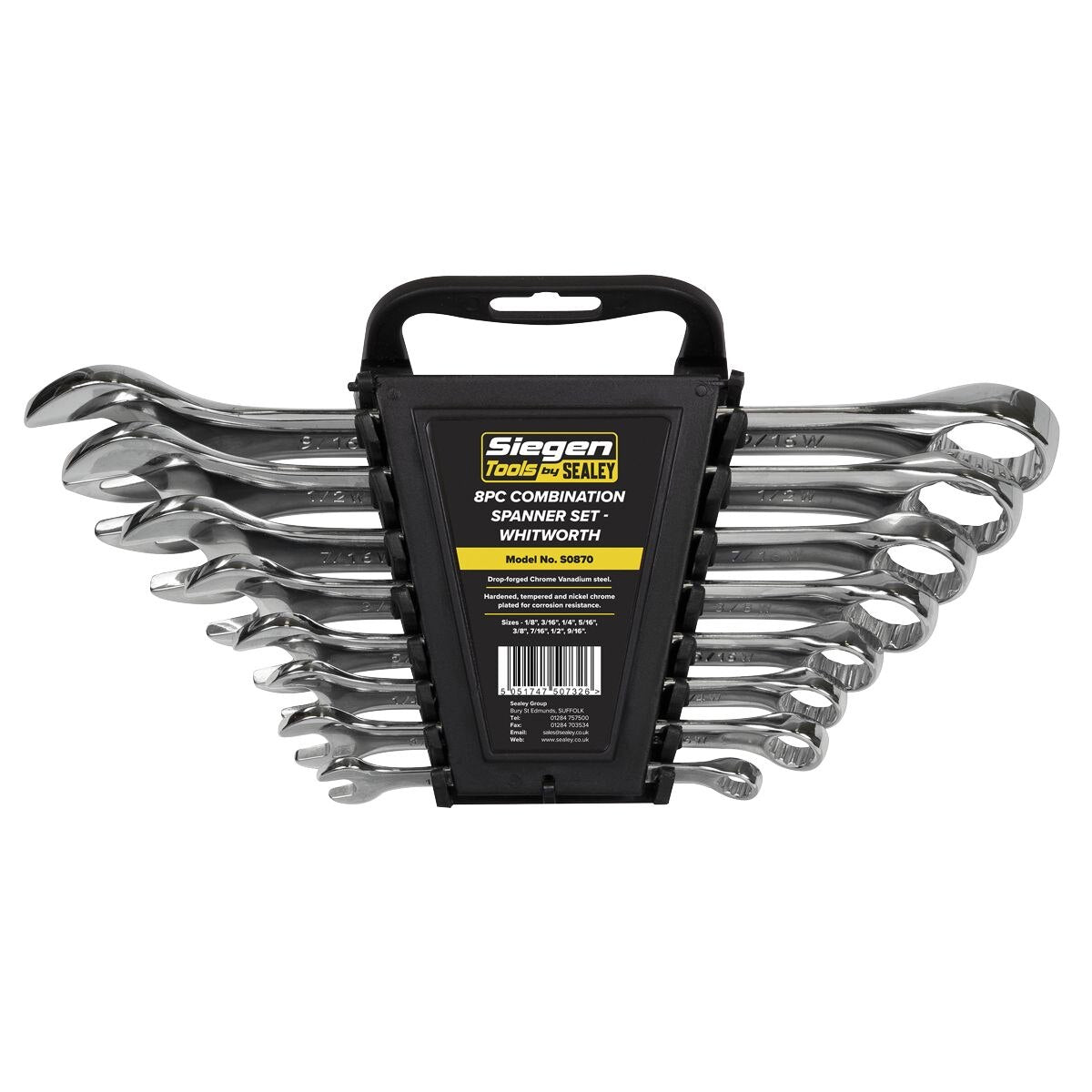 Sealey Siegen Whitworth Combination Spanner Set 8pc - Image 3
