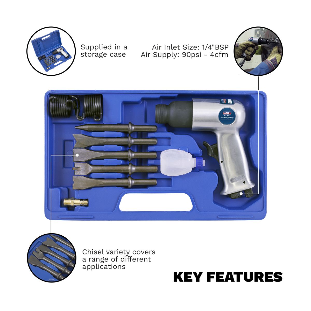 Sealey Medium Stroke Air Hammer Kit - Image 2