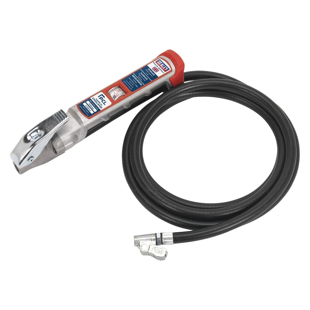 Sealey PCL Professional Tyre Inflator with 2.5m Hose & Clip-On Connector - Image 1