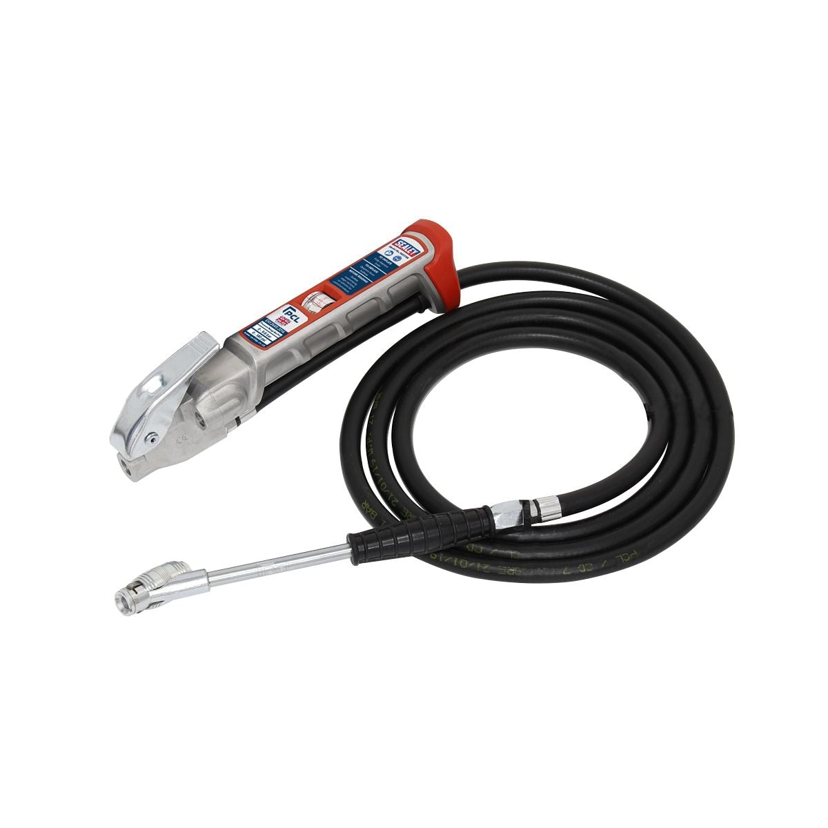 Sealey PCL Tyre Inflator with 2.5m Hose & Twin Clip-On Connector - Image 1