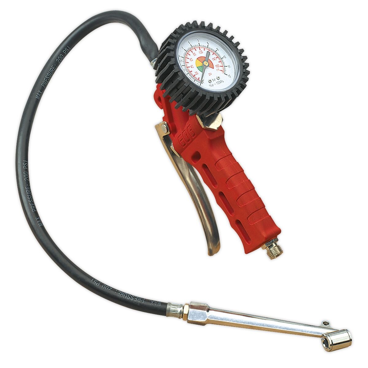Sealey Tyre Inflator with Twin Push-On Connector - Image 1