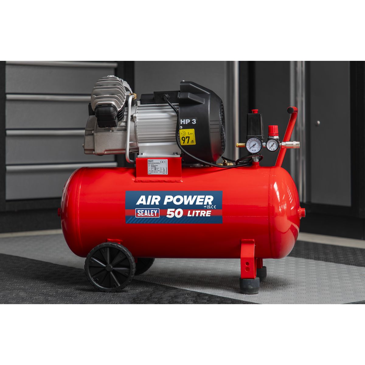 Sealey 50L V-Twin Direct Drive Air Compressor 3hp - Image 3