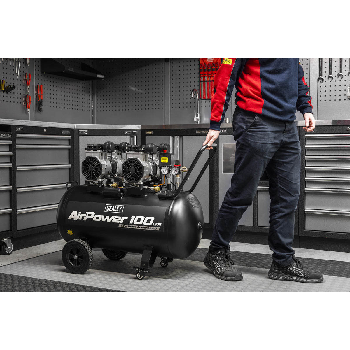Sealey 100L Oil Free Low Noise Direct Drive Air Compressor 2 x 2hp SAC10001S