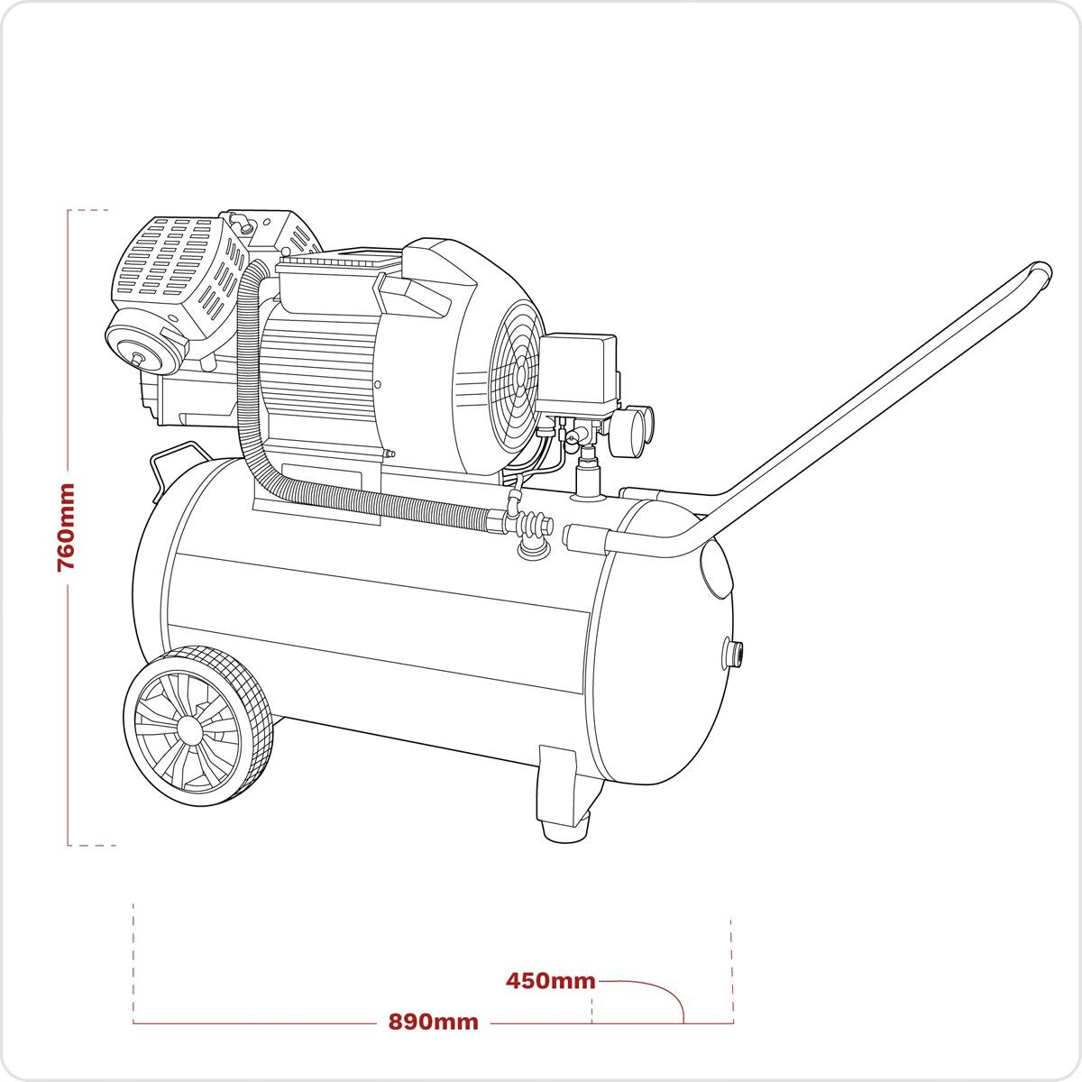 Sealey 100L V-Twin Direct Drive Air Compressor 3hp - Image 3