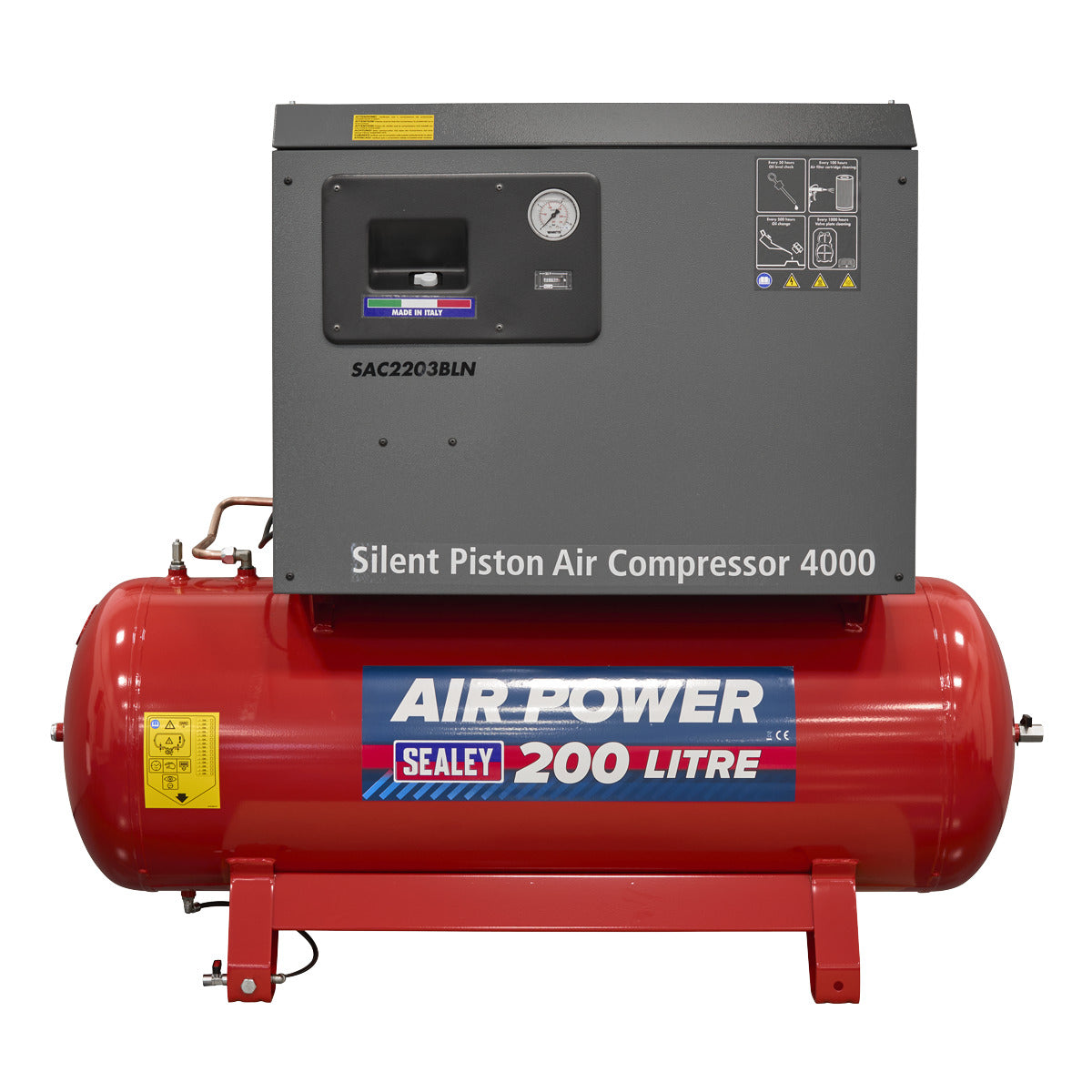 Sealey 200L Low Noise Belt Drive Air Compressor with Cast Cylinders 3hp SAC2203BLN